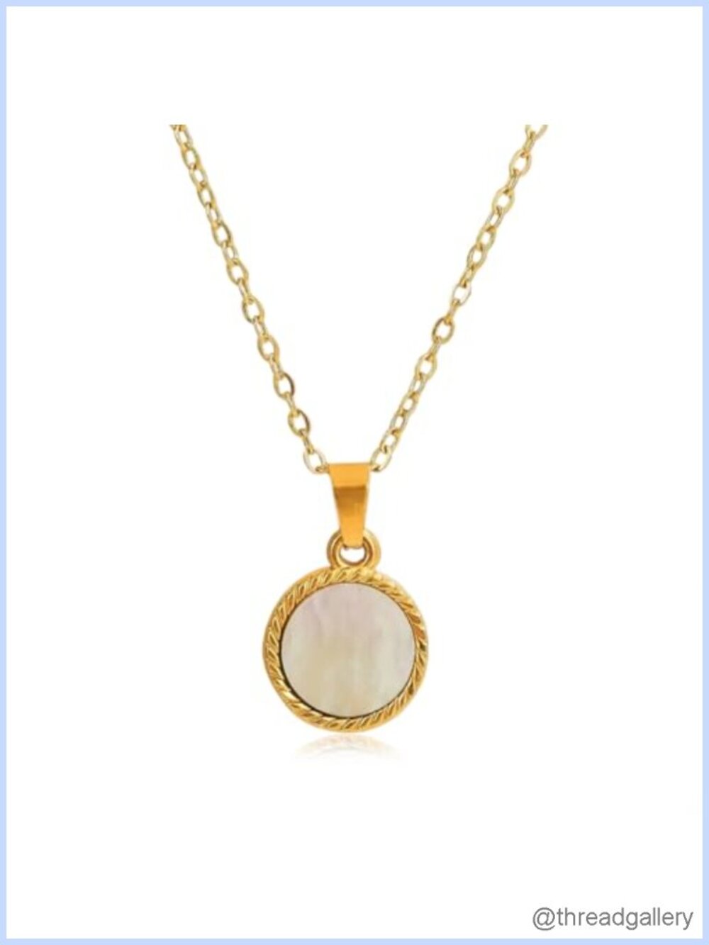 18K Gold Plated Stainless Steel Reversible Mother of Pearl Rose Pendant Necklace
